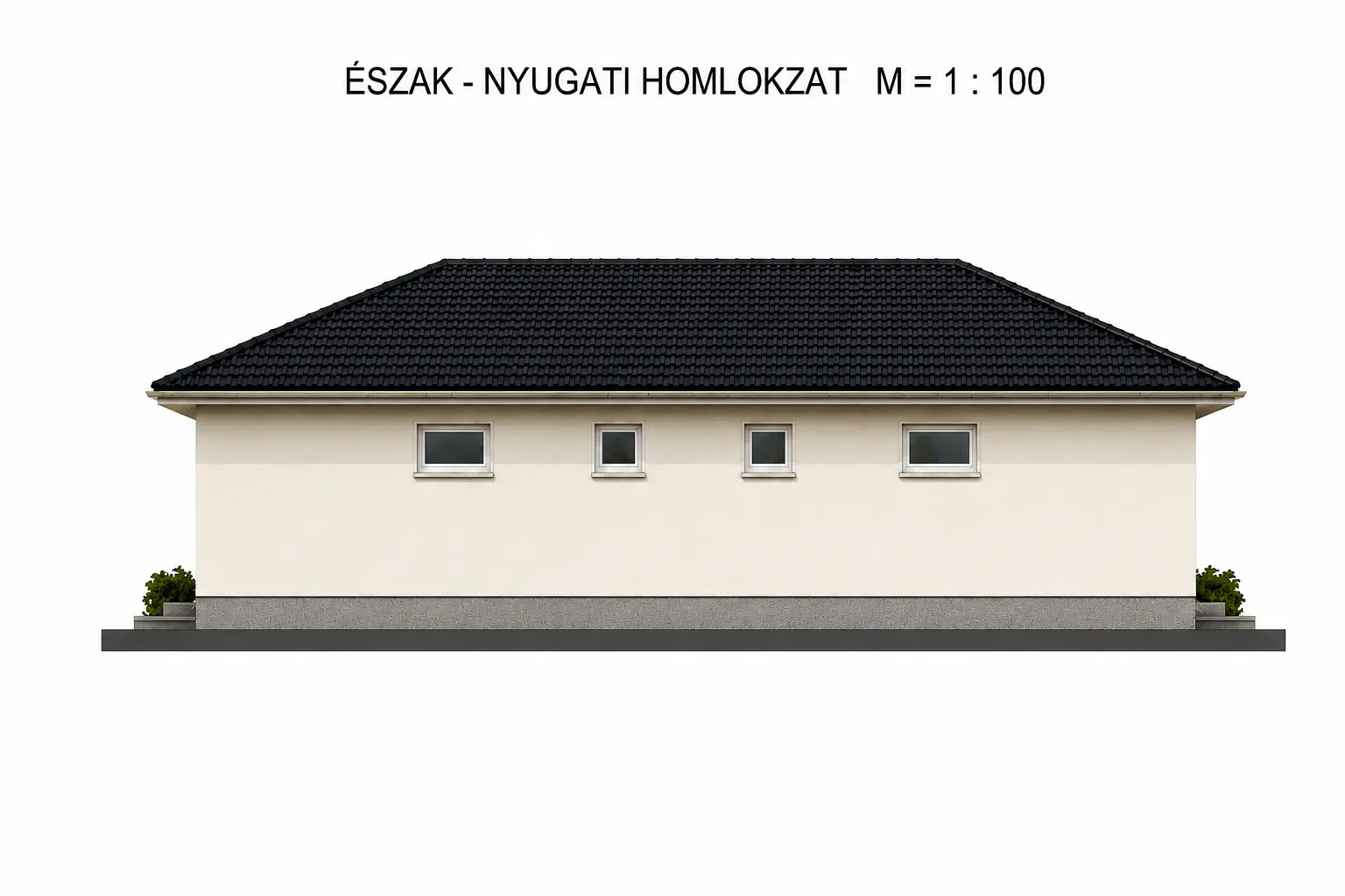 Iváncsai új építésű családi ház jobb oldali homlokzati látványterve